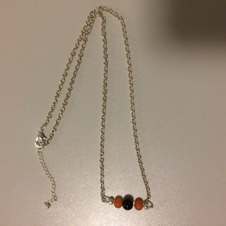 Amethyst and Carnelian Necklace with Sterling Silver adjustable Chain