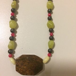 Oil Jade, Hematite, Dyed Jade (Strong Pink), Opal Necklace with Bronzite Accent (Gold-Filled Findings [Crimps, Crimp Covers, Wireguards])