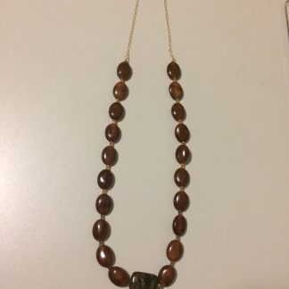 Oild Jade (Brown), Heated Quartz (Brown and Green) Necklace with Gold Filled Chain/Findings